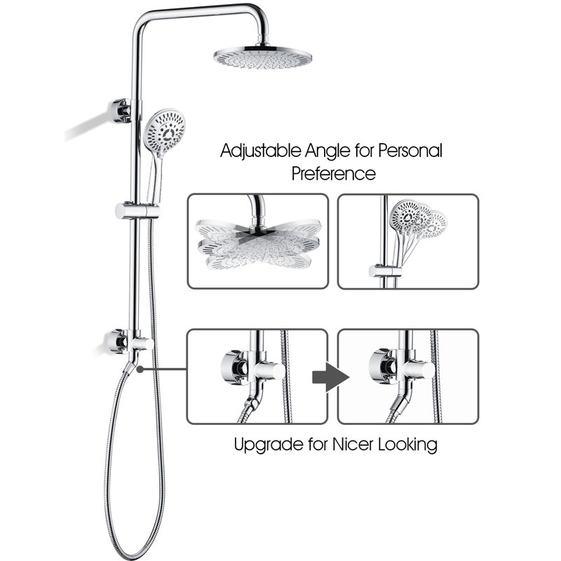 Bright Showers Dual Shower Head Combo Rain Shower Heads System with
